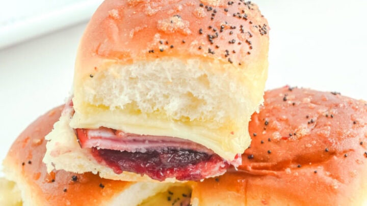 Hawaiian roll ham sliders on the counter.