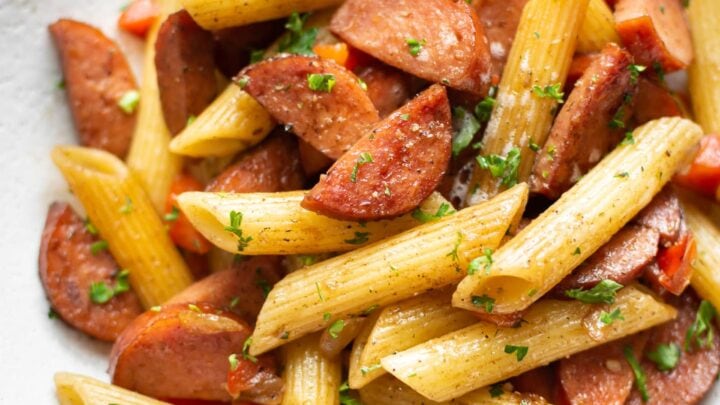 Image for Simple Balsamic Smoked Sausage Pasta