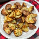 Cooked potatoes on a plate.
