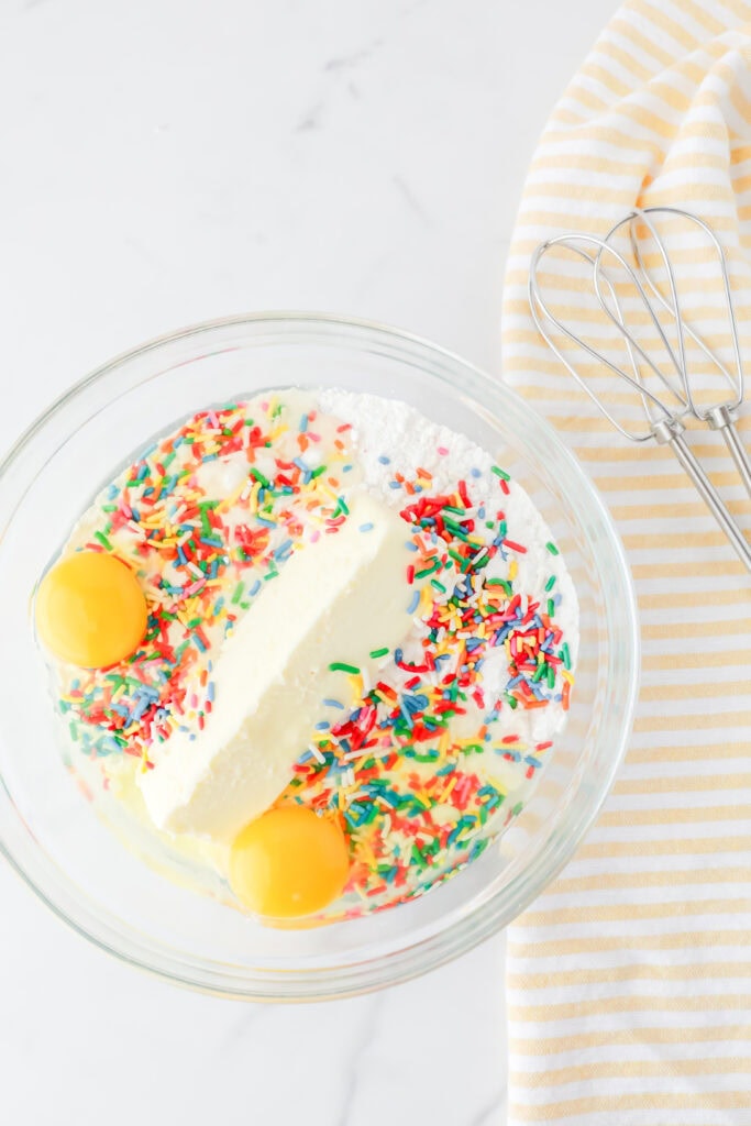 Ingredients for whoopie pies in a mixing bowl