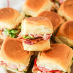 BLT Sliders With Hawaiian Bread on a plate.