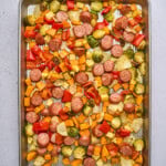 Sheet pan chicken and vegetables.