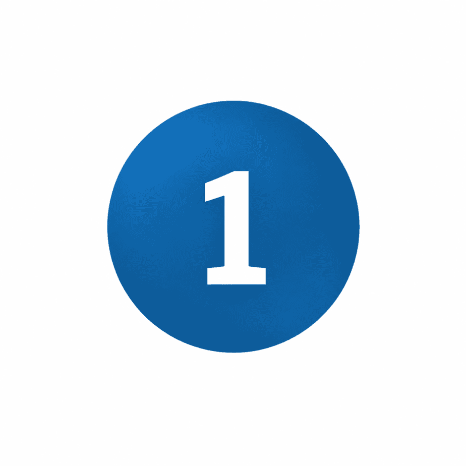 A blue circle with a large white number 1 in the center, set against a plain white background.